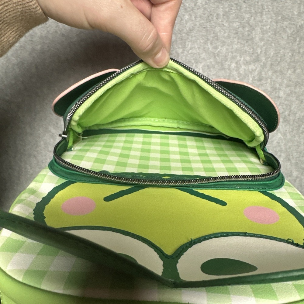 Loungefly Sanrio / Hello Kitty Green Check Kerropi 3D Mini Backpack Exclusive - Picture 7 of 9